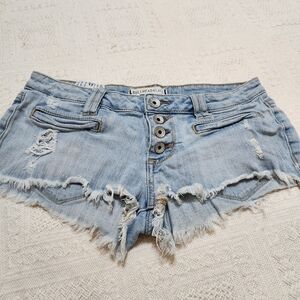 Bullhead Denim Blue Distressed Women Shorts